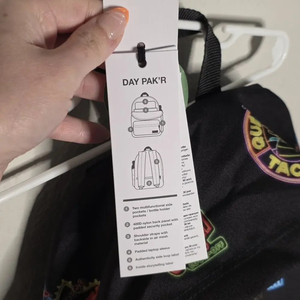 Eastpak Simpsons Backpack Padded Pak'r Neon Sign Patches Black School Bag NWT